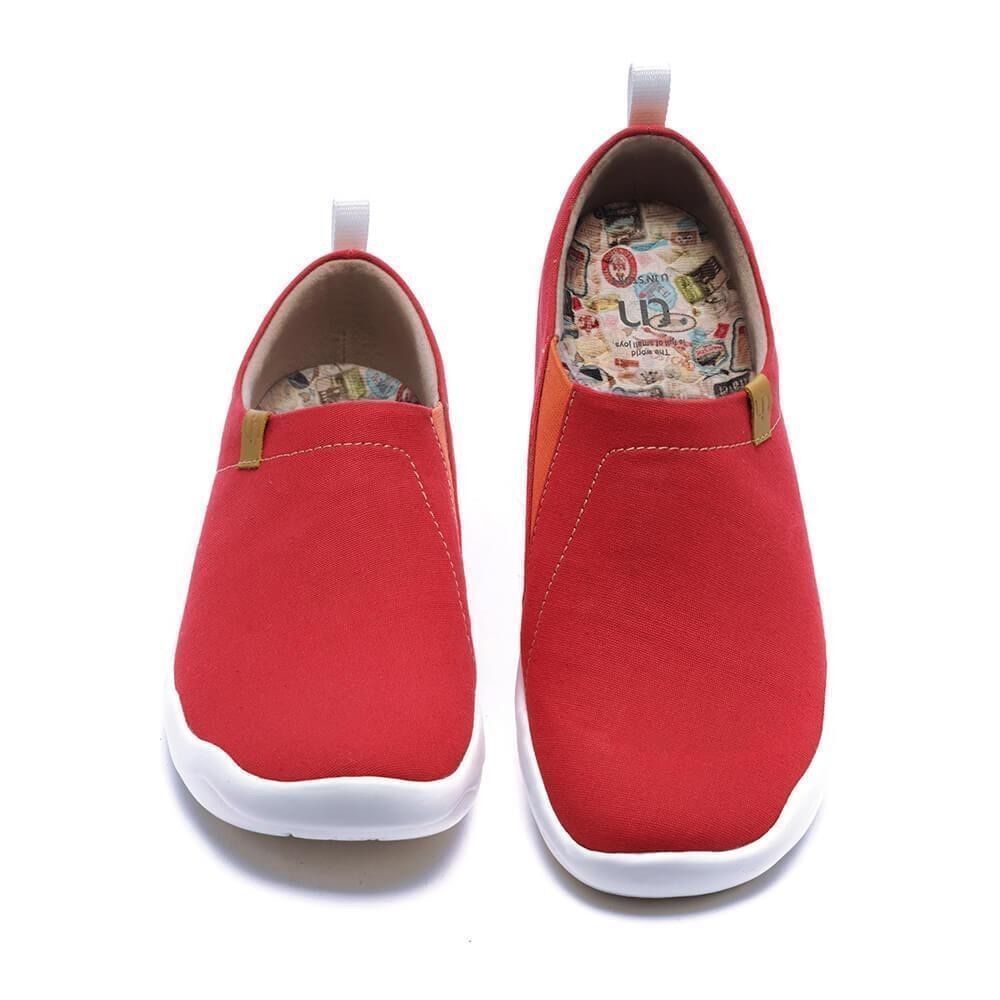UIN Men’s Fashion Floral Art Canvas Slip-On Ladies Travel Shoes (Toledo Red)